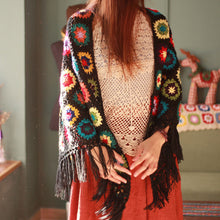 Load image into Gallery viewer, 2020 Pure Handmade Retro Mori Girl Mori Arts Fan Knit Hollow Scarf Shawl Original Triangle Scarf Tassel Cape
